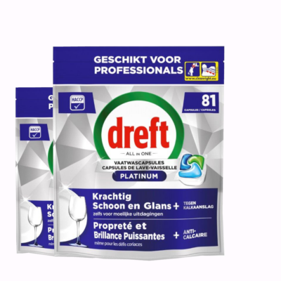 Dreft Platinum Regular All-in One Vaatwastabletten – 162 tabs (2x81)