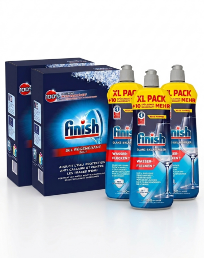 Finish Vaatwaszout 2x4 kg + Finish Glansspoelmiddel Regular 3x800 ml - Comboverpakking